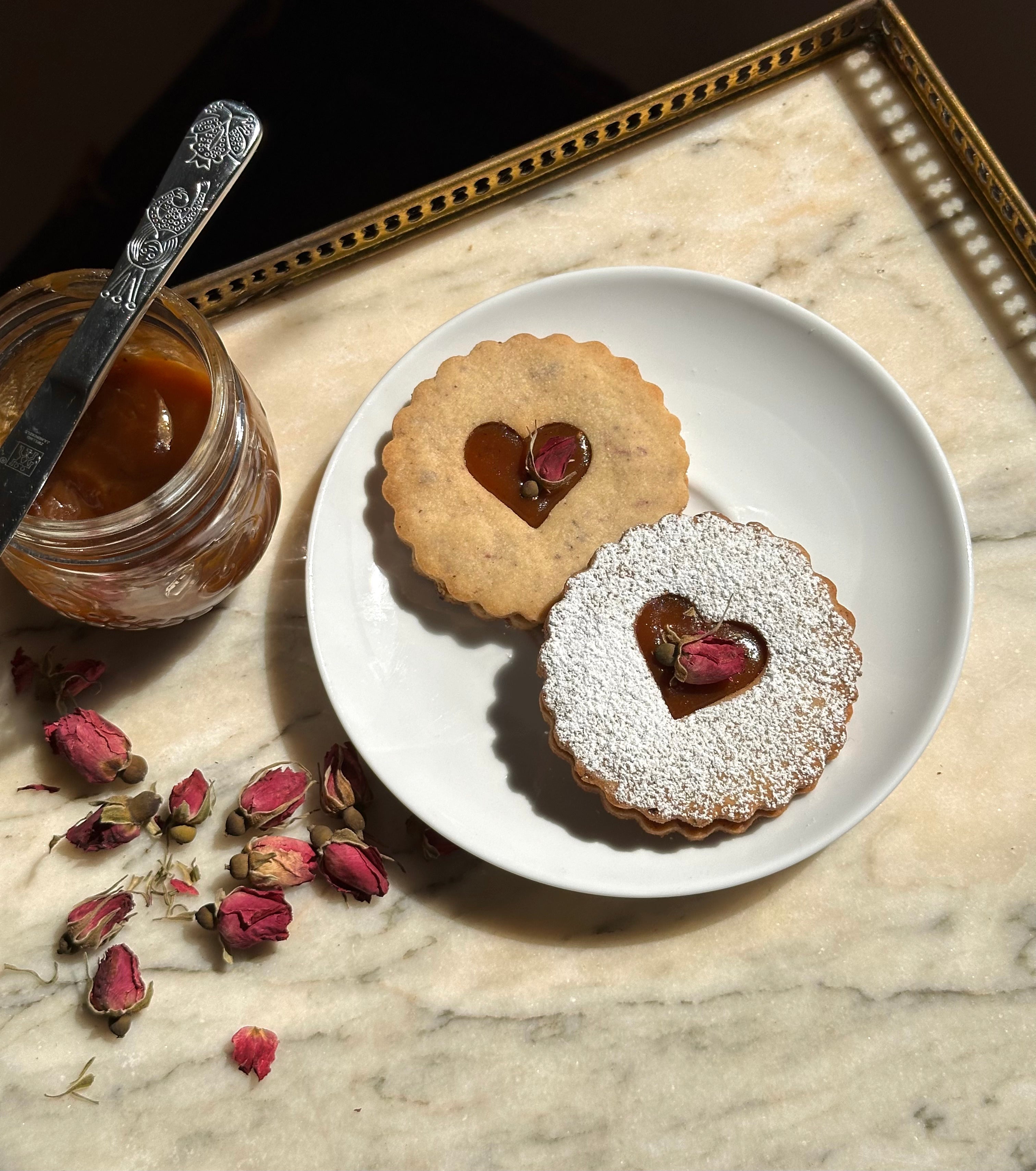 Rose Linzer Tarts with Jujube Date & Goji Berry Jam