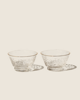 Gold rim glass cups (2) - delicate glass cups with hand-painted gold rim, perfect for sipping rituals.