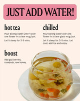 Instructions on making Wild Chrysanthemum tea with options for hot and chilled preparation methods.