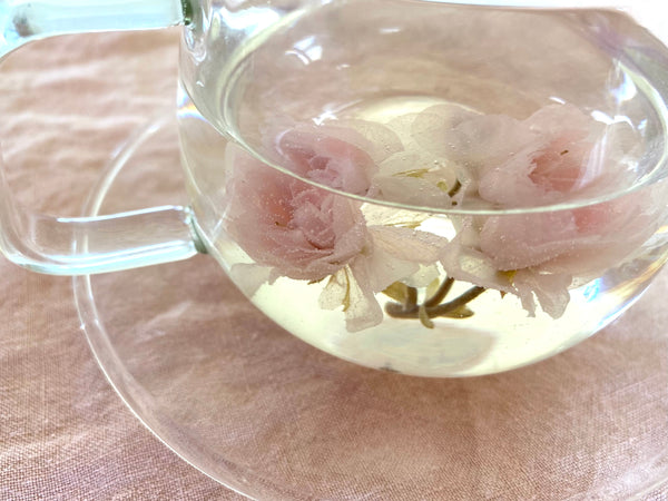 glass cup of sakura tea