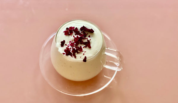 Rose Latte Recipe in Glass Cup