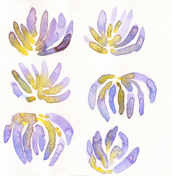 Blue Lotus Flower Watercolor Painting