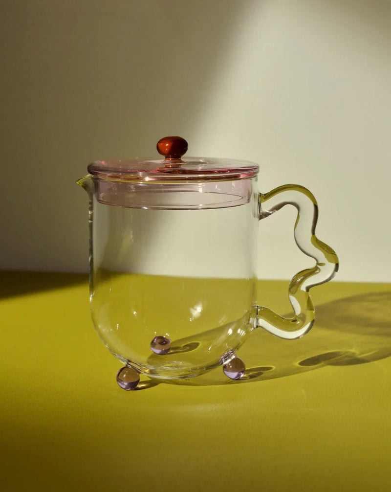 Small Square Light Glass Tea Pitcher