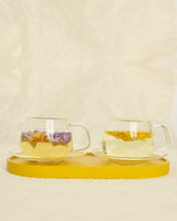 modern glass cup and saucer set
