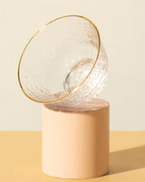 glass cup with gold rim